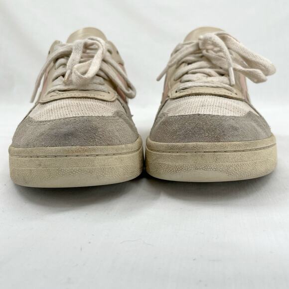 Veja V-10 Multico Nude Colorblock Sneakers Suede Leather Pink Blue Cream Size 8 - Picture 6 of 16